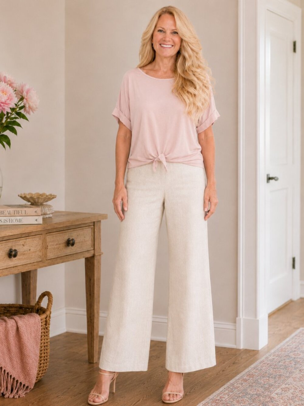 Blush Side Knot Silky Tee